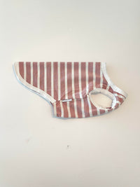 Sunset Stripes Pink & White Striped Dog Shirt โ Lightweight & Breathable Dog Tee for Stylish Pups - Sharper Barker