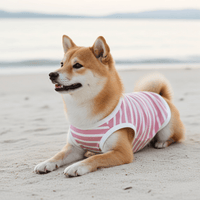 Sunset Stripes Pink & White Striped Dog Shirt โ Lightweight & Breathable Dog Tee for Stylish Pups - Sharper Barker